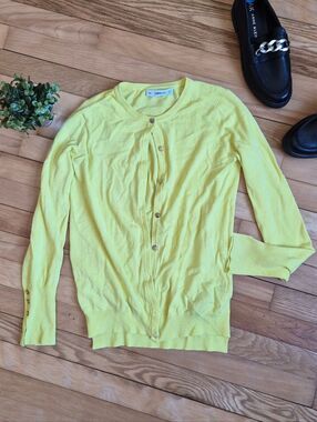 Zara Bright Yellow Button-Front Cardigan